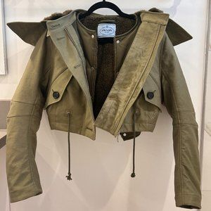Prada Military Green Fall/Winter 2023 Cotton & Satin Jacket